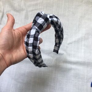 ANTHROPOLOGIE Gingham Plaid Knot Headband